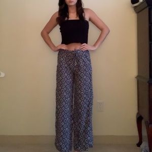 Light blue patterned pants with drawstring